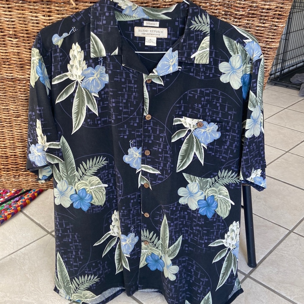Men silk button down shirt